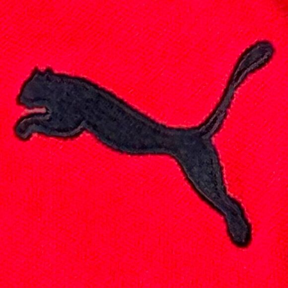 Puma Mens Red Polo Shirt Medium Cotton Blend Casual Wear Large Cat Logo - Picture 2 of 5